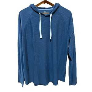 Free Fly Slub Hoodie Mens Large Blue Bamboo Pullover Fishing Hiking Gorpcore